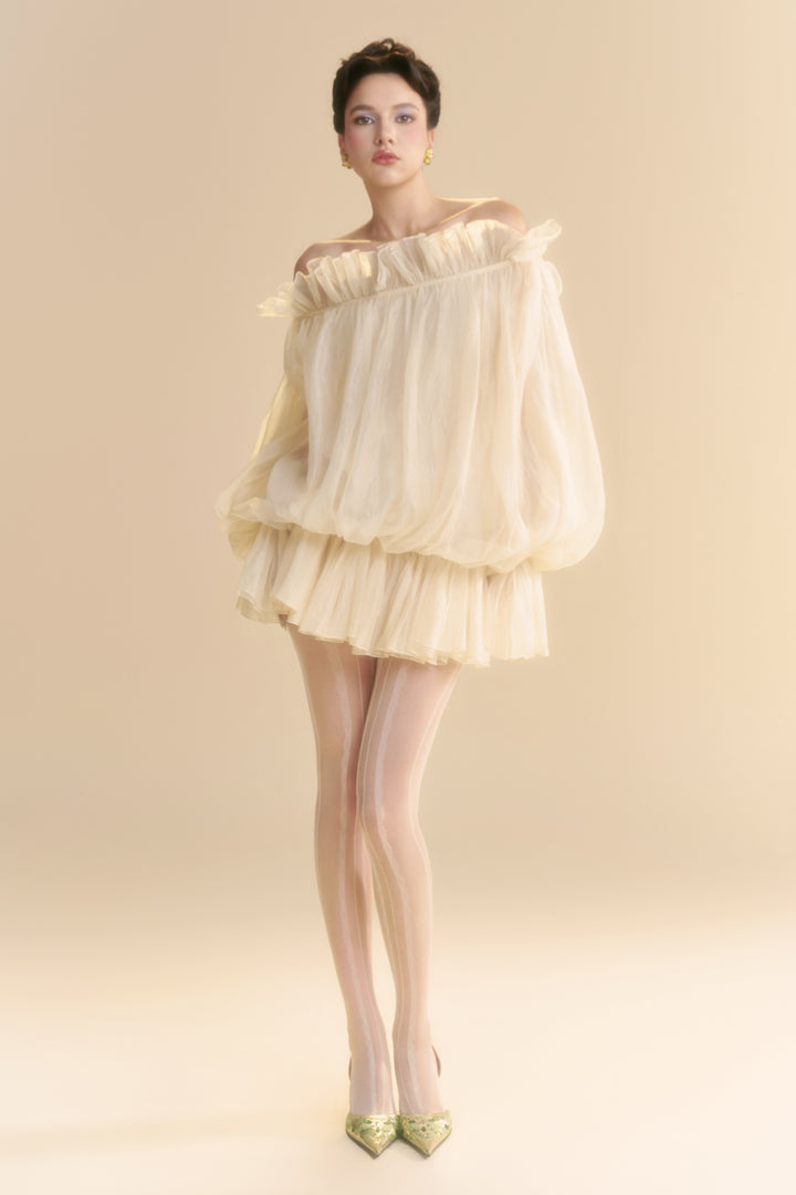 Orlisse Blouson Ruffle Mini Dress - MEAN BLVD