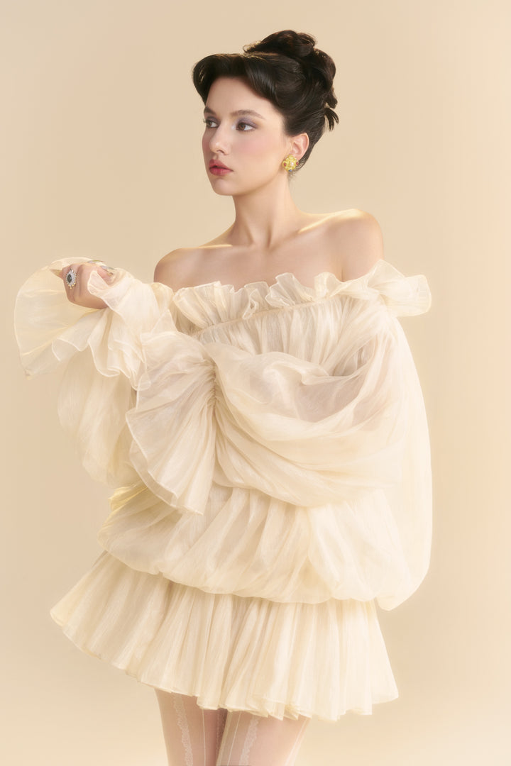 Orlisse Blouson Ruffle Mini Dress - MEAN BLVD