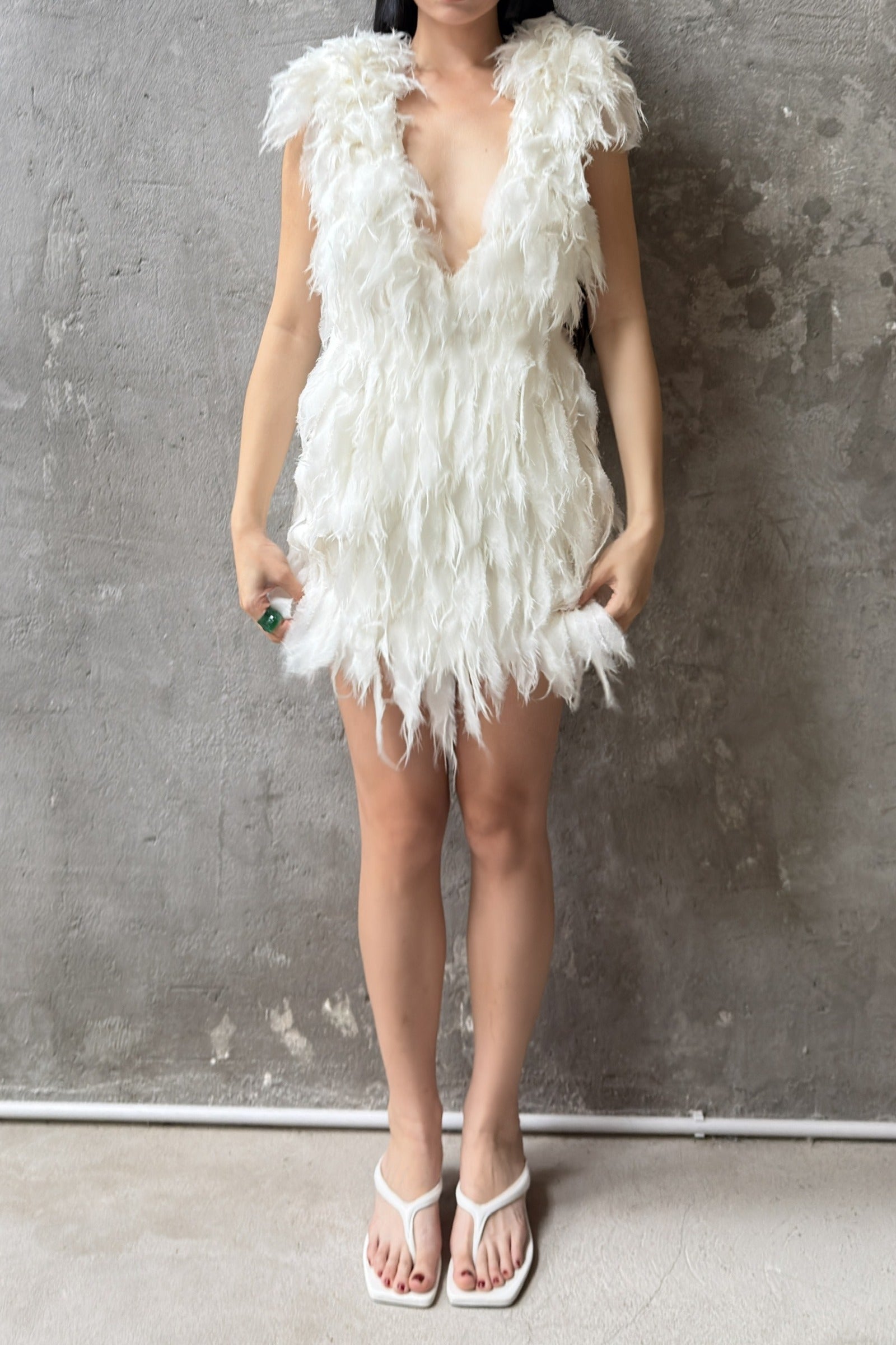 Orvela Feather Mini Dress - MEAN BLVD