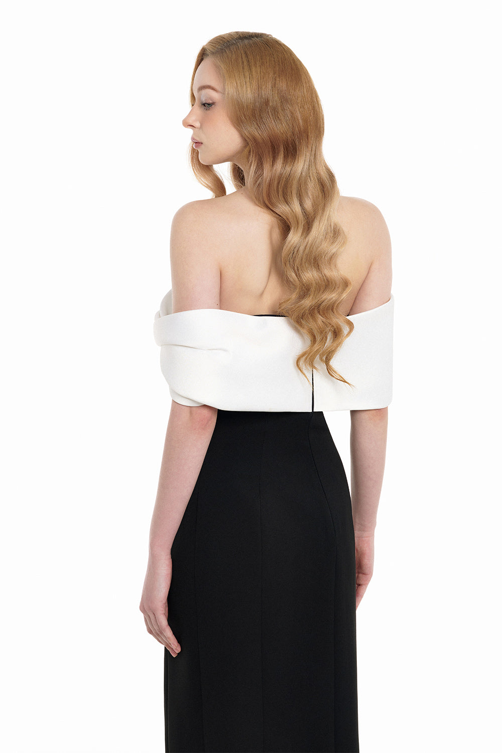 Kelly Sheath Off-Shoulder Twill Floor Length Dress