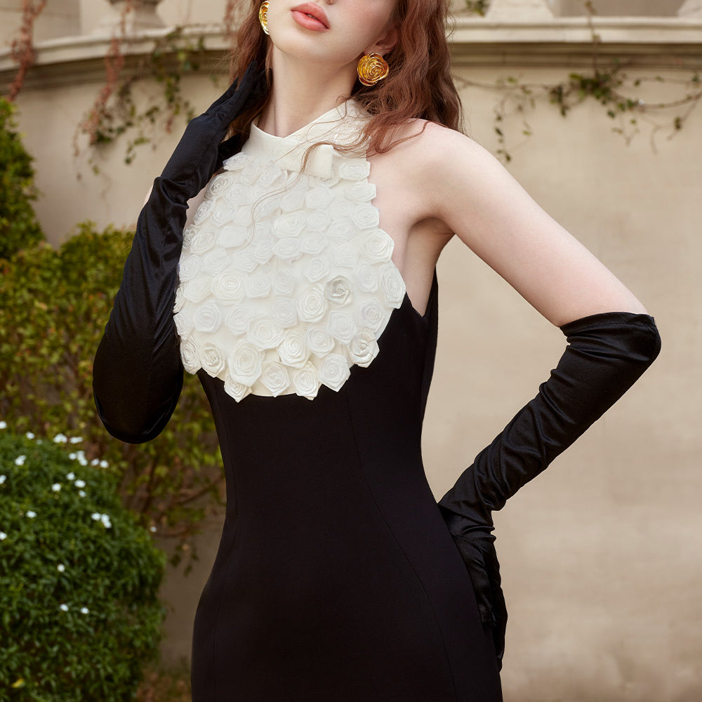 Grace Mermaid Halter Neck Twill Floor Length Dress