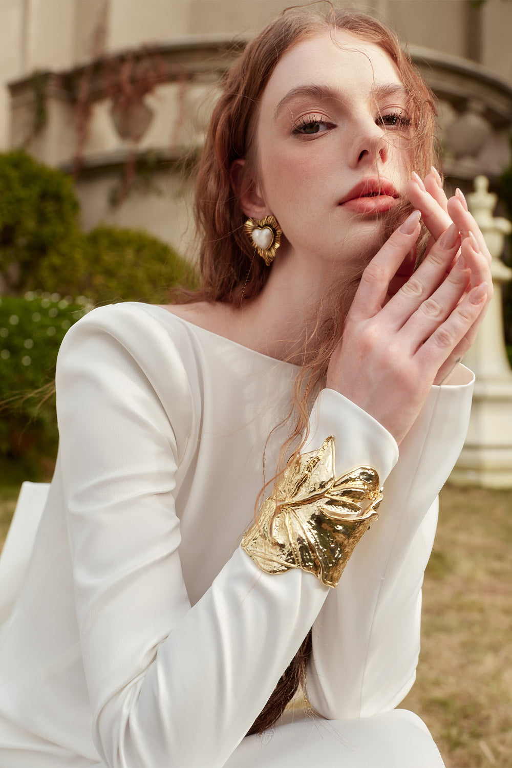 Alani Trumpet Open Back Silk Floor Length Dress