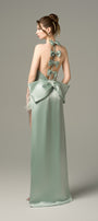 Effortless Halter Silk Crystal-Embellished Mini Dress With Oversized Bow Back 3