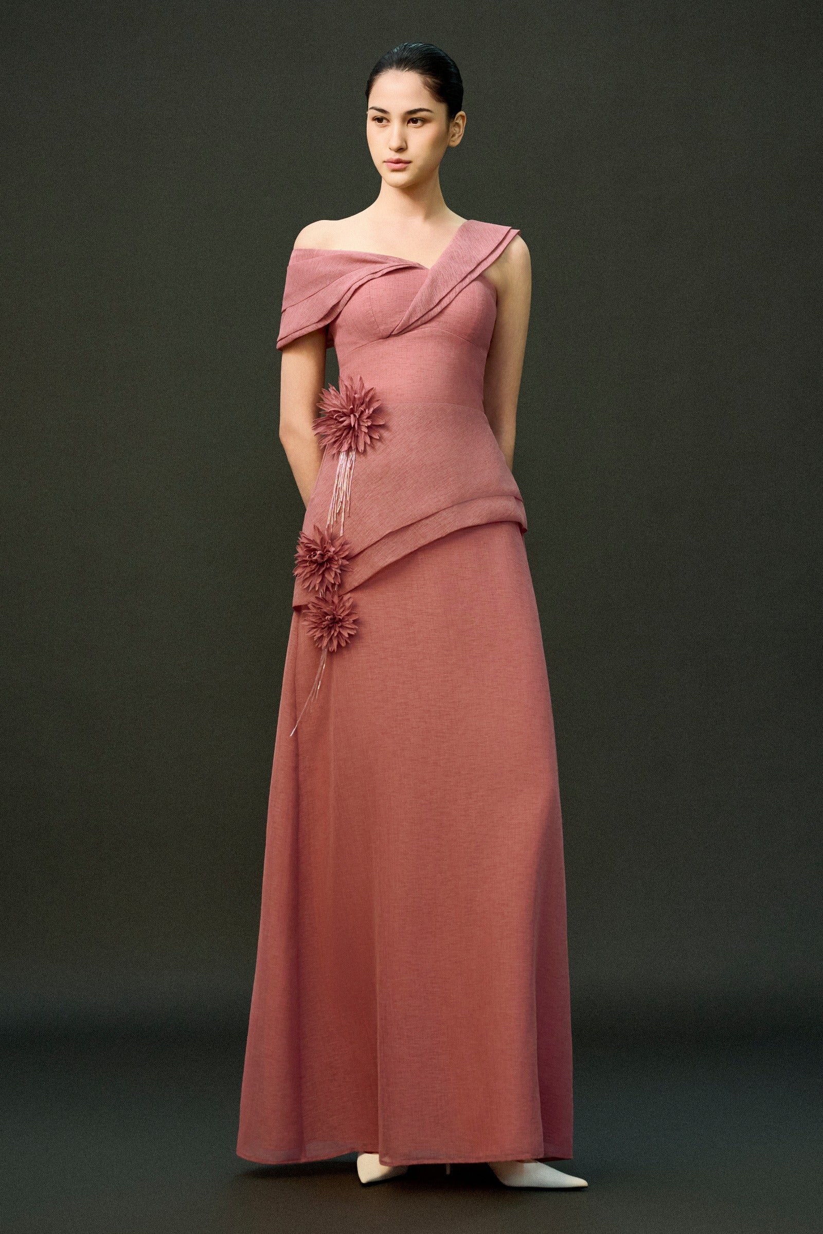 Cyra Asymmetric Neck Maxi Dress