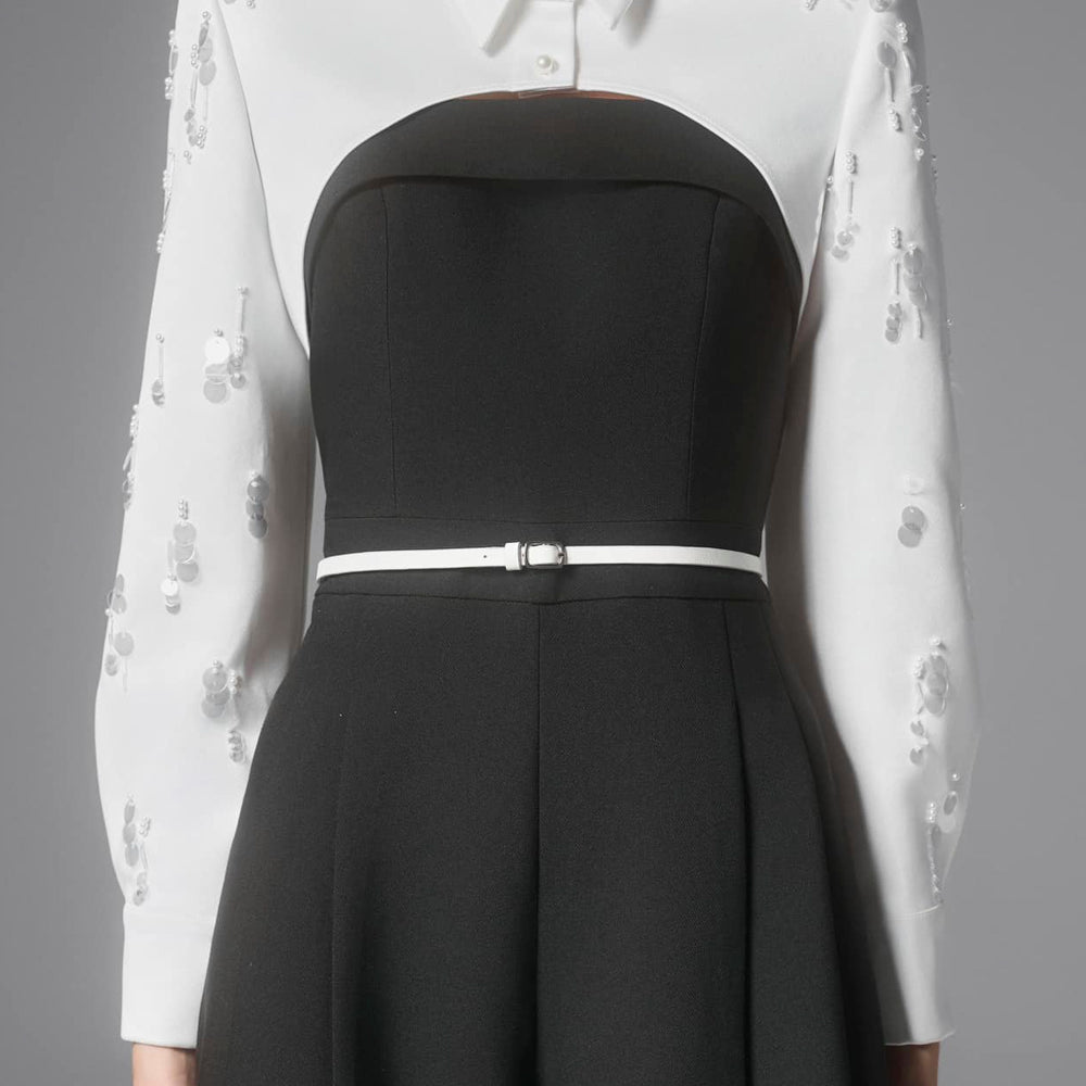 Perky Cropped Collared Neck Silk Blend Top