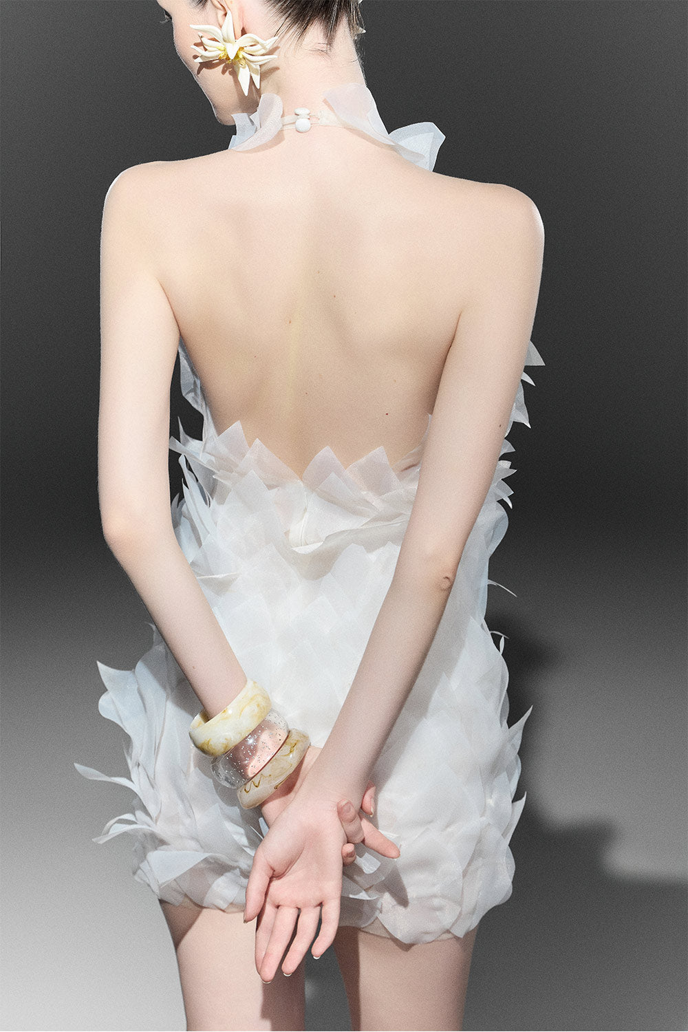 Cacti Bodycon Halter Neck Organza Mini Dress