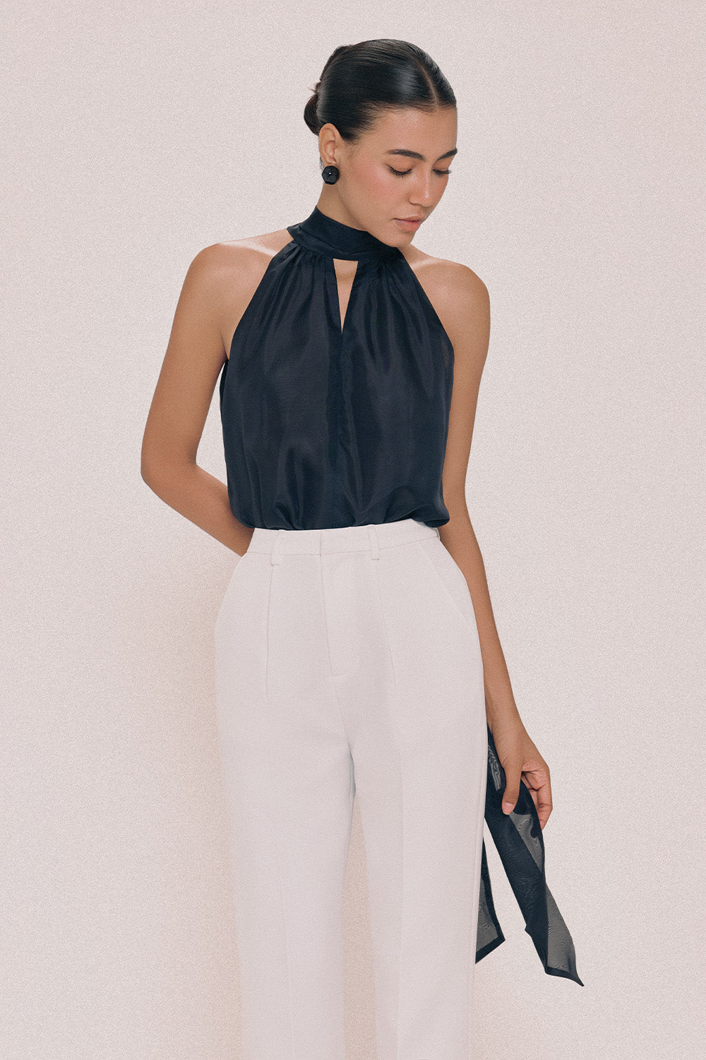 Bobby Straight Scarf Neck Chiffon Top