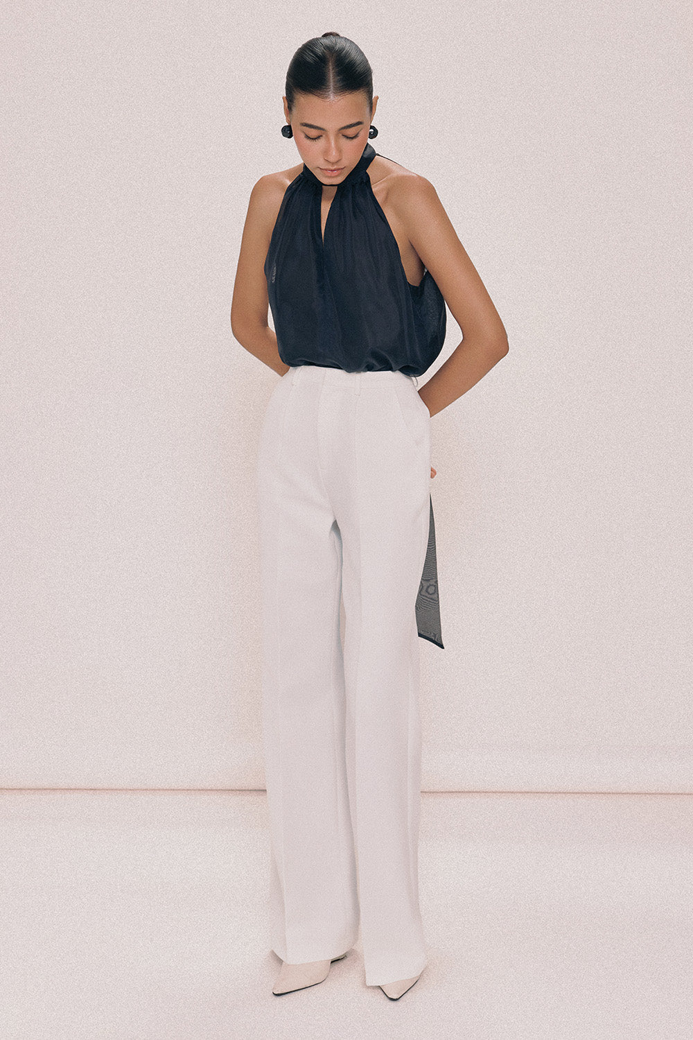 Bobby Straight Scarf Neck Chiffon Top