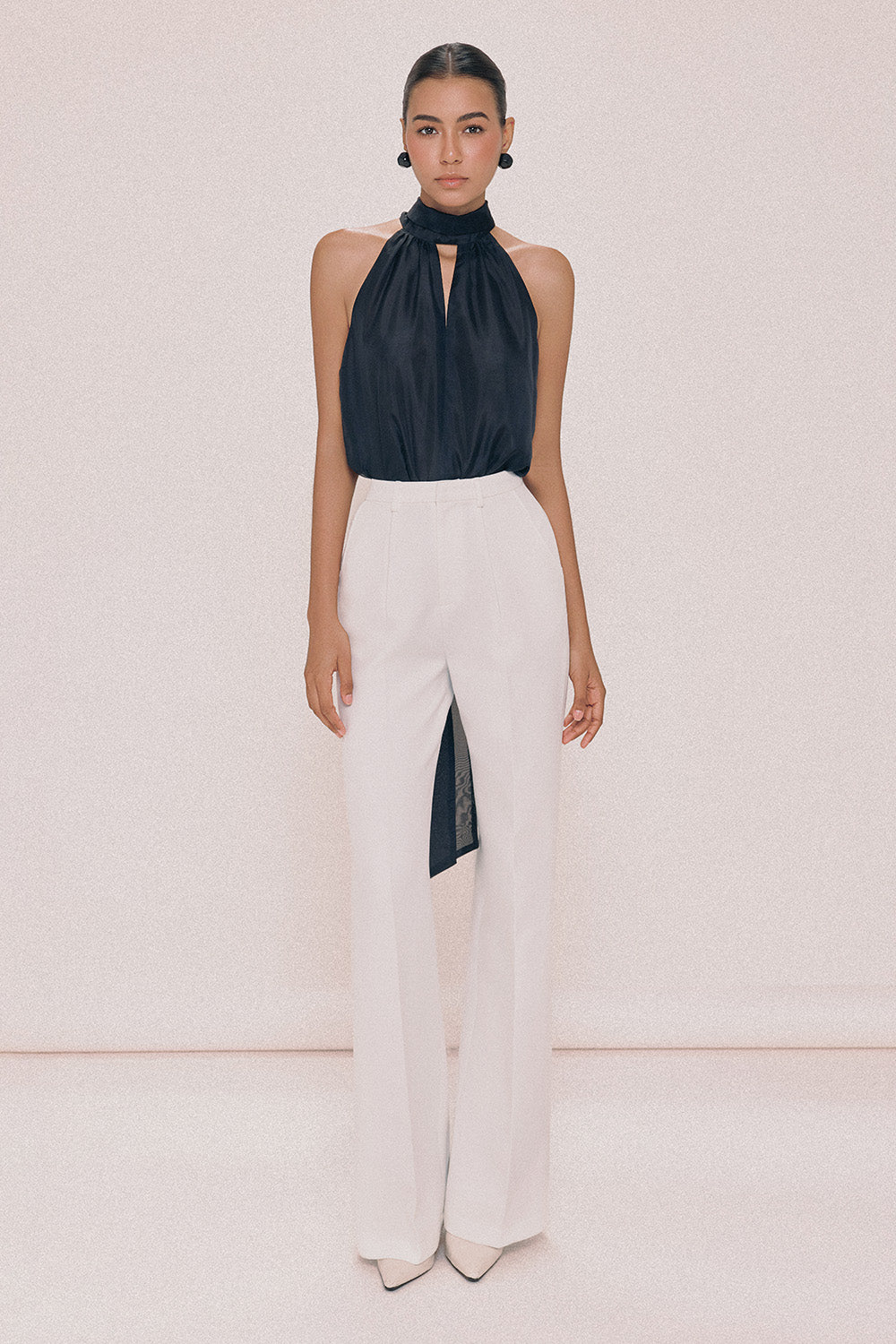 Bobby Straight Scarf Neck Chiffon Top