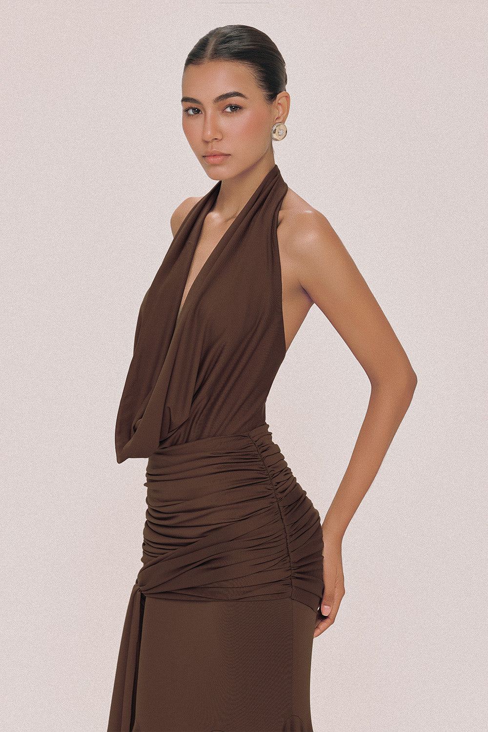 Women's Venus Mermaid Halter Neck Spandex Maxi Dress XS/S/M/L/XL/Customize Dark Brown MEAN BLVD Women's Venus Mermaid Halter Neck Spandex Maxi Dress XS/S/M/L/XL/Customize Dark Brown MEAN BLVD