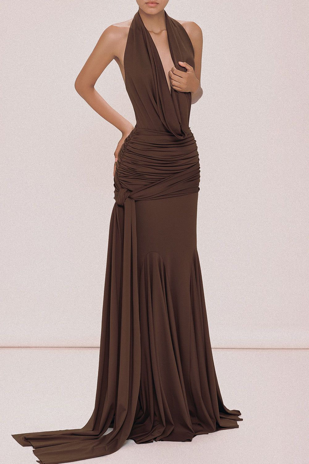 Venus Mermaid Halter Neck Spandex Maxi Dress