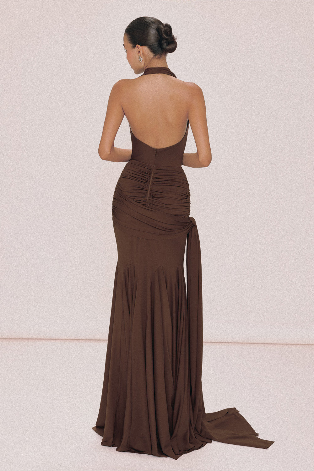 Women's Venus Mermaid Halter Neck Spandex Maxi Dress XS/S/M/L/XL/Customize Dark Brown MEAN BLVD Women's Venus Mermaid Halter Neck Spandex Maxi Dress XS/S/M/L/XL/Customize Dark Brown MEAN BLVD