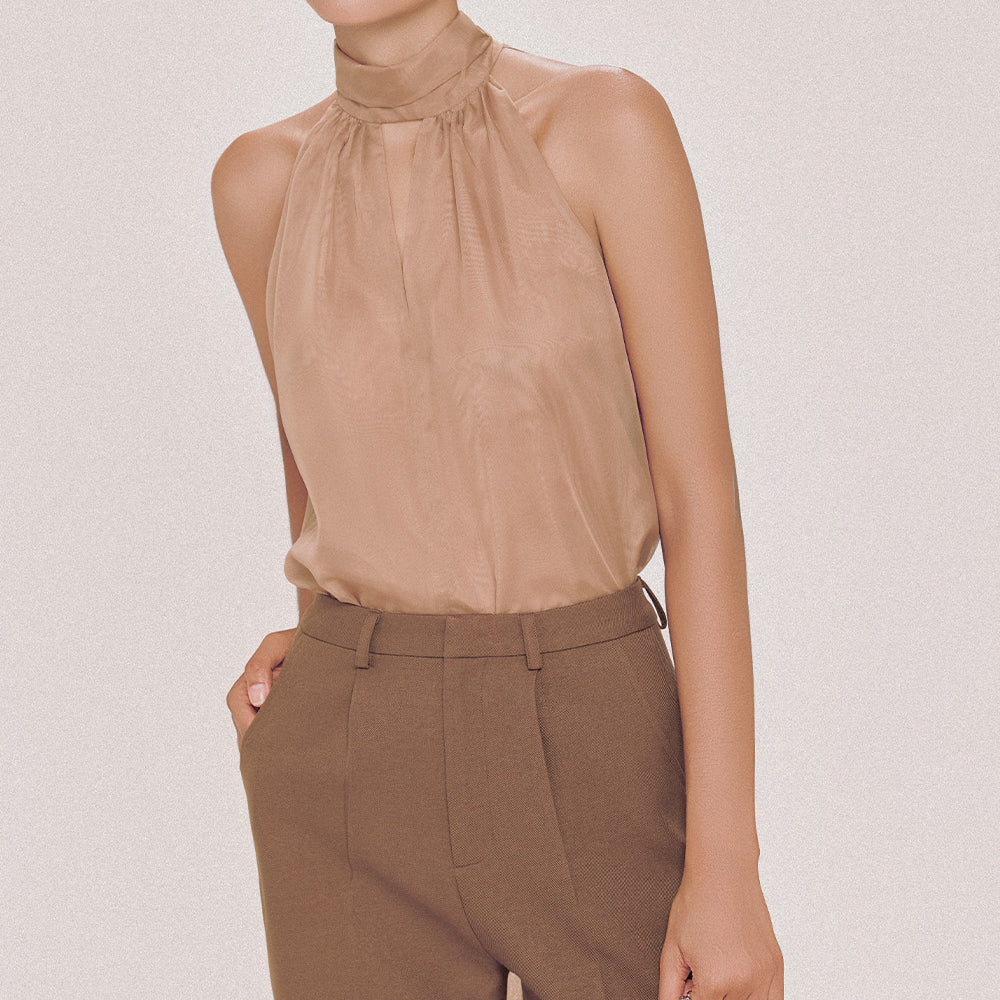 Bobby Straight Scarf Neck Chiffon Top