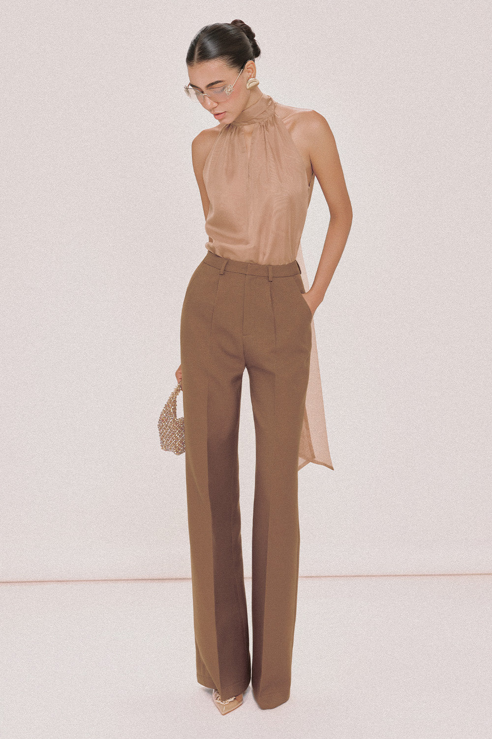 Bobby Straight Scarf Neck Chiffon Top