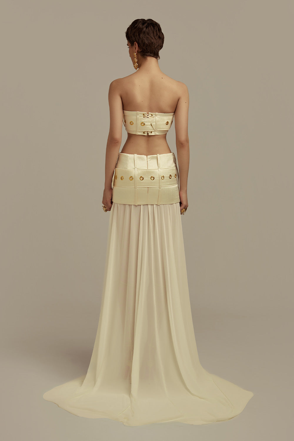 Helios A-line Draped Mesh Floor Length Skirt