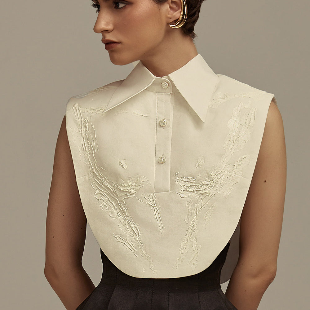 Aether Cropped Collared Neck Taffeta Top