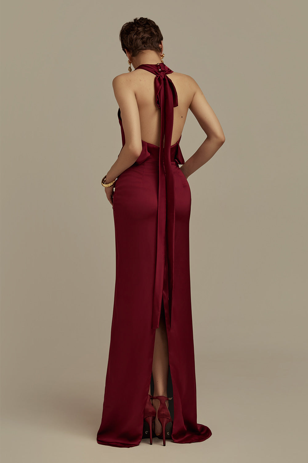 Hesperus Blouson Scoop Neck Silk Floor Length Dress