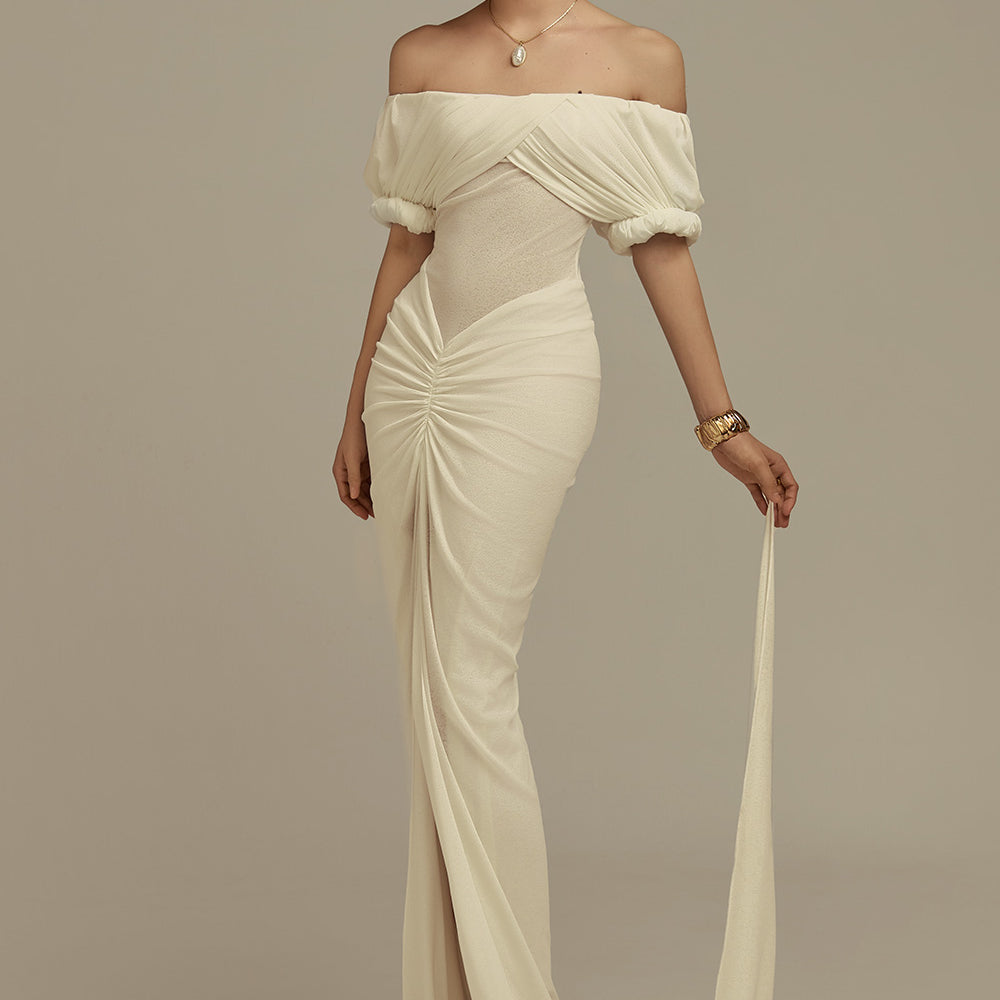 Hemera Hourglass Front Slit Jersey Floor Length Dress