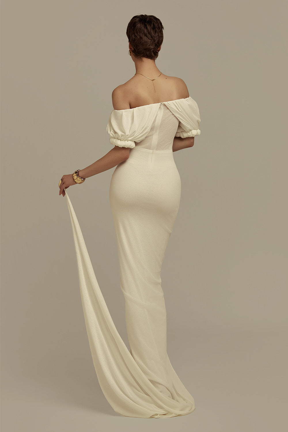 Hemera Hourglass Front Slit Jersey Floor Length Dress