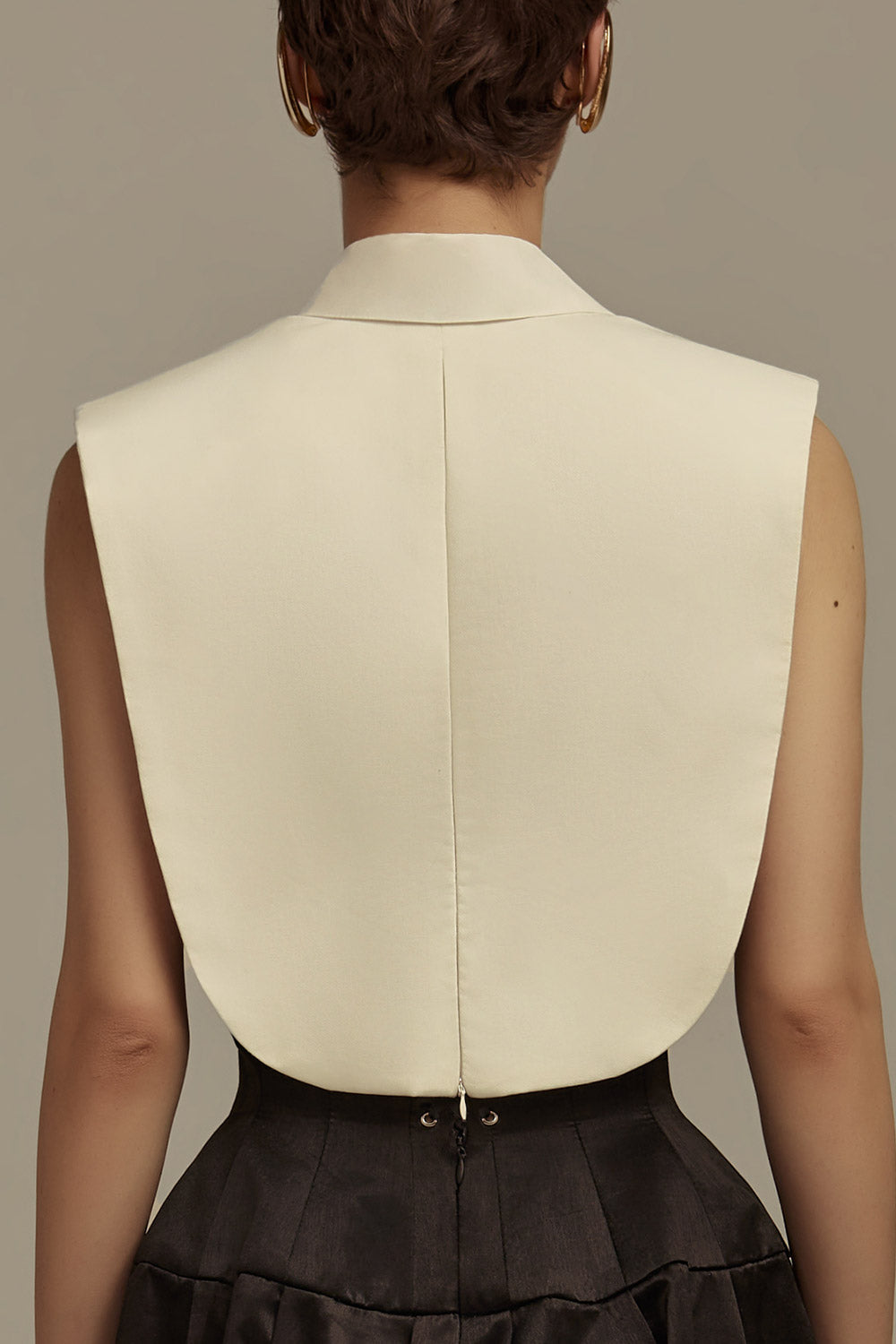Aether Cropped Collared Neck Taffeta Top