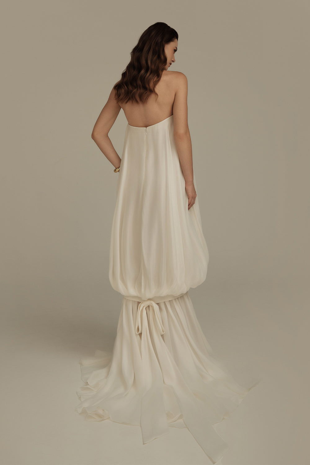 Mirth Drop Waist Straight Across Neck Organza Maxi Dress