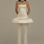 Lunaria Peplum Straight Across Neck Brocade Top