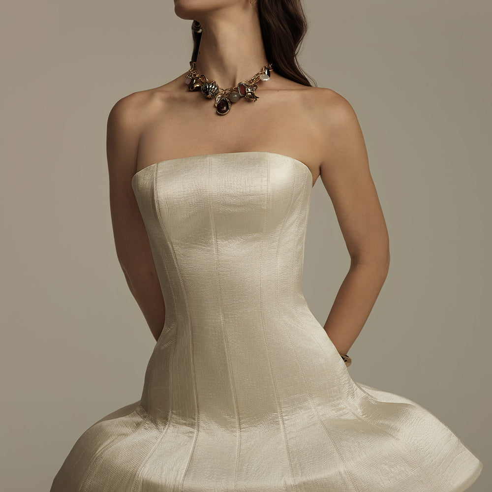 Lunaria Peplum Straight Across Neck Brocade Top