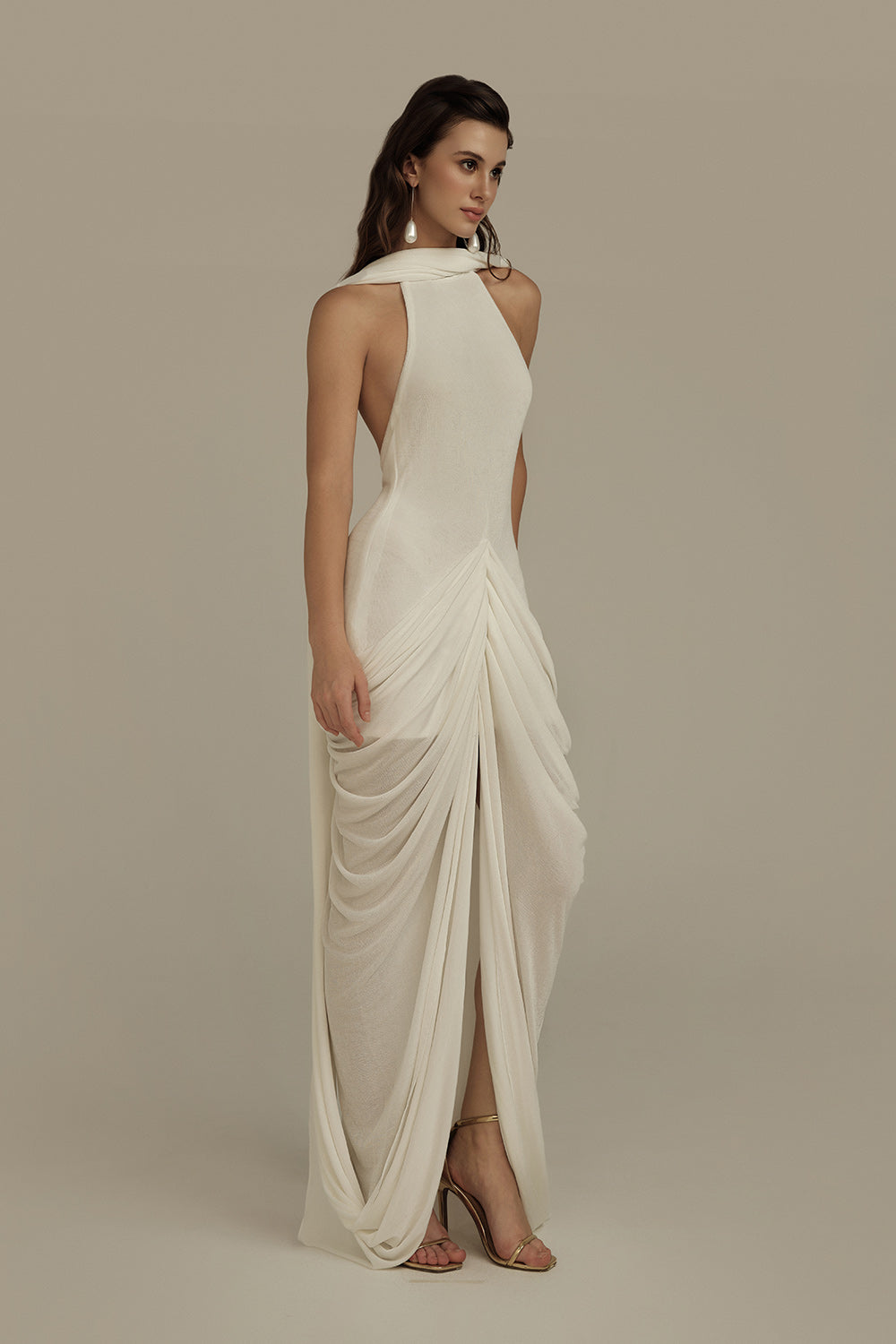 Elara Sarong Extended Flap Jersey Maxi Dress