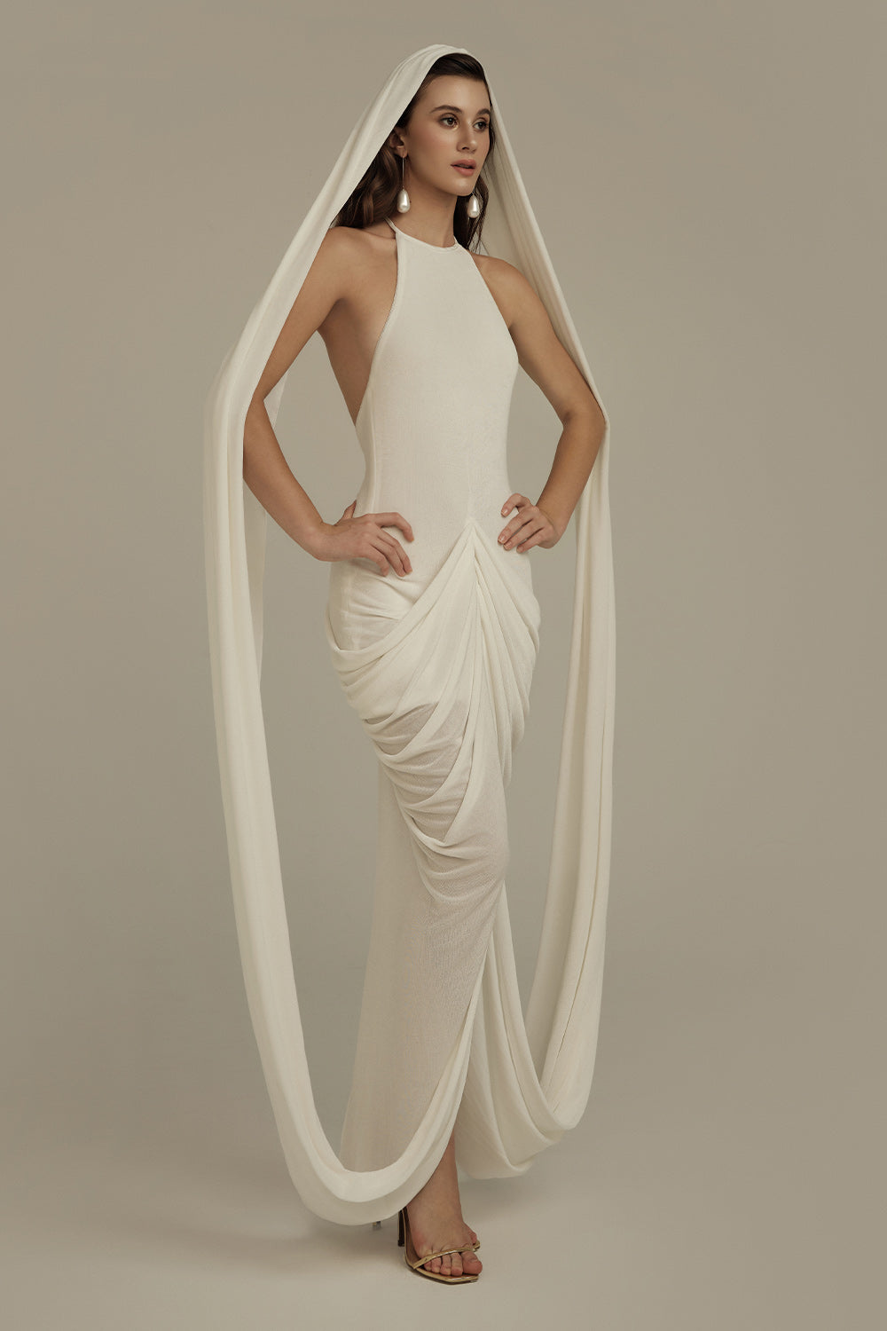 Elara Sarong Extended Flap Jersey Maxi Dress