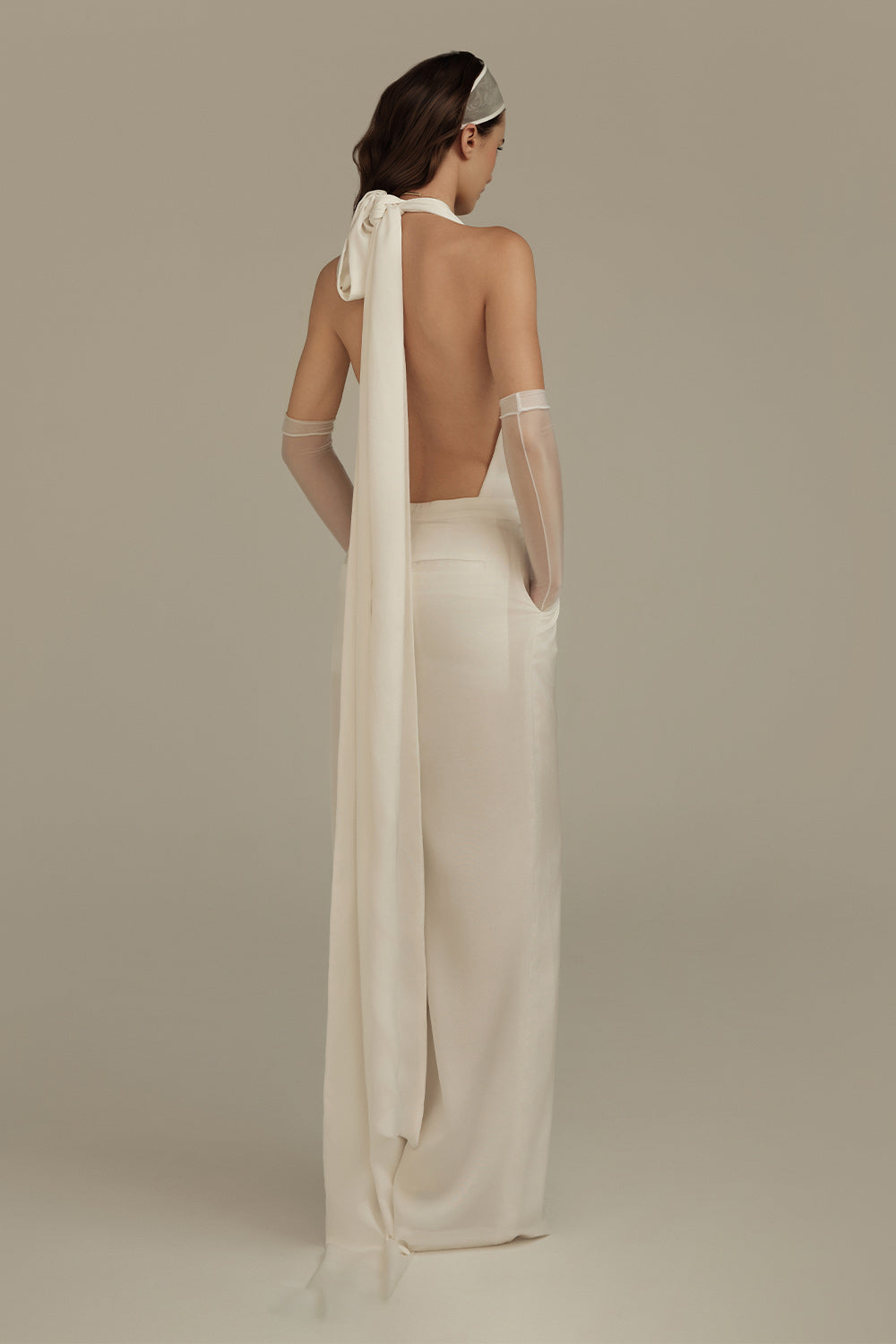 Velora Straight Backless Crepe Maxi Jumpsuit