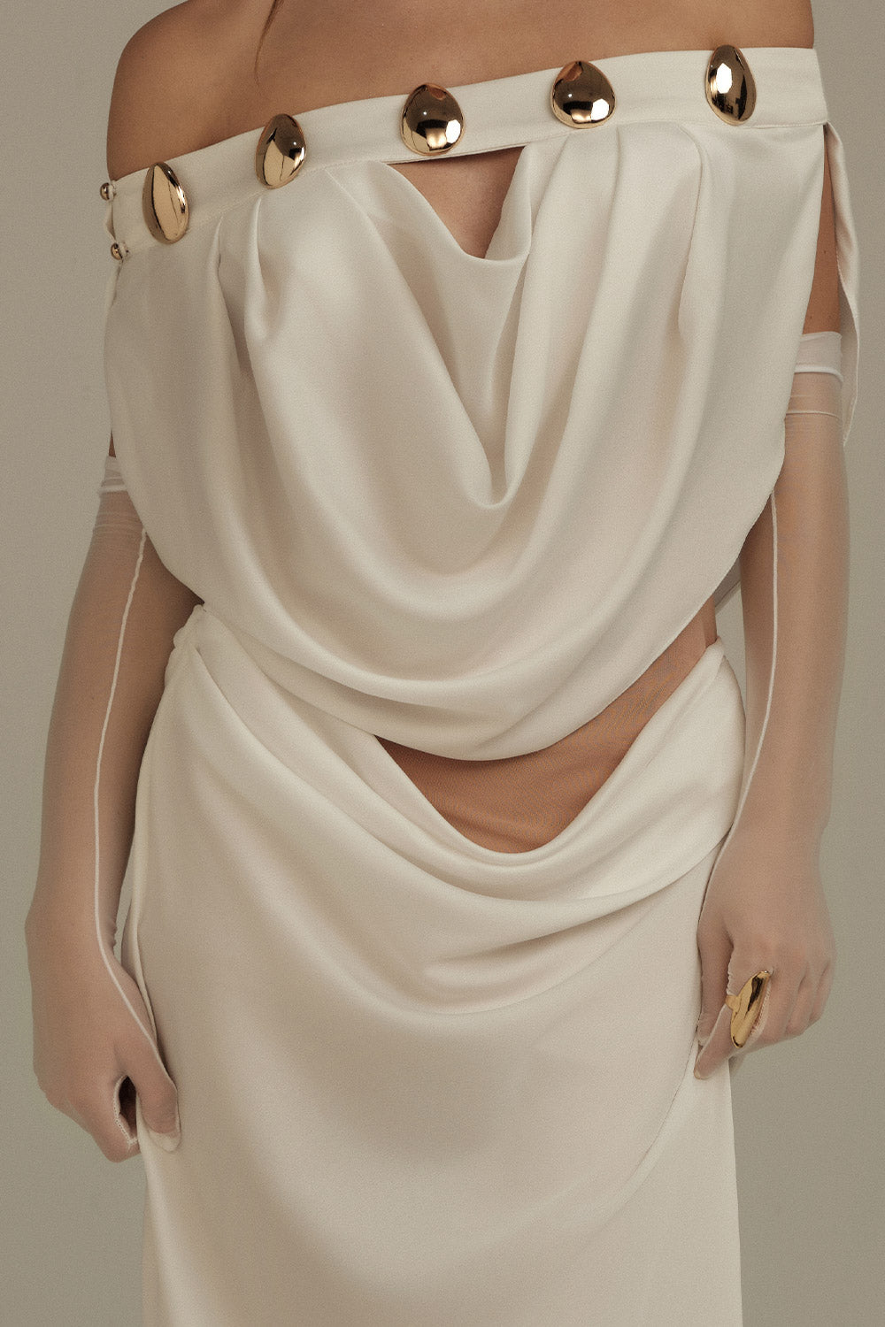 Thalassa Straight Off-Shoulder Silk Maxi Dress