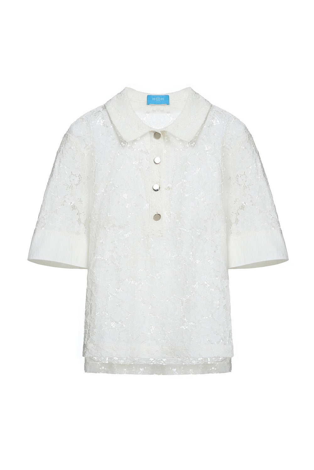 Marie Straight Collared Neck Cotton Lace Shirt