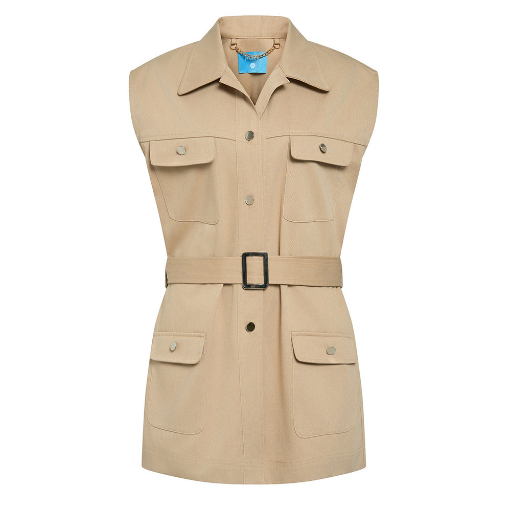 Marja Straight Flap Pocket Khaki Jacket