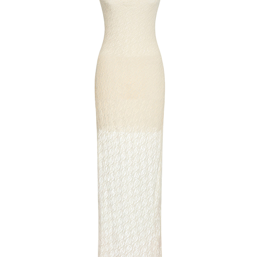 Eleni Sheath Cowl Neck Lace Maxi Dress