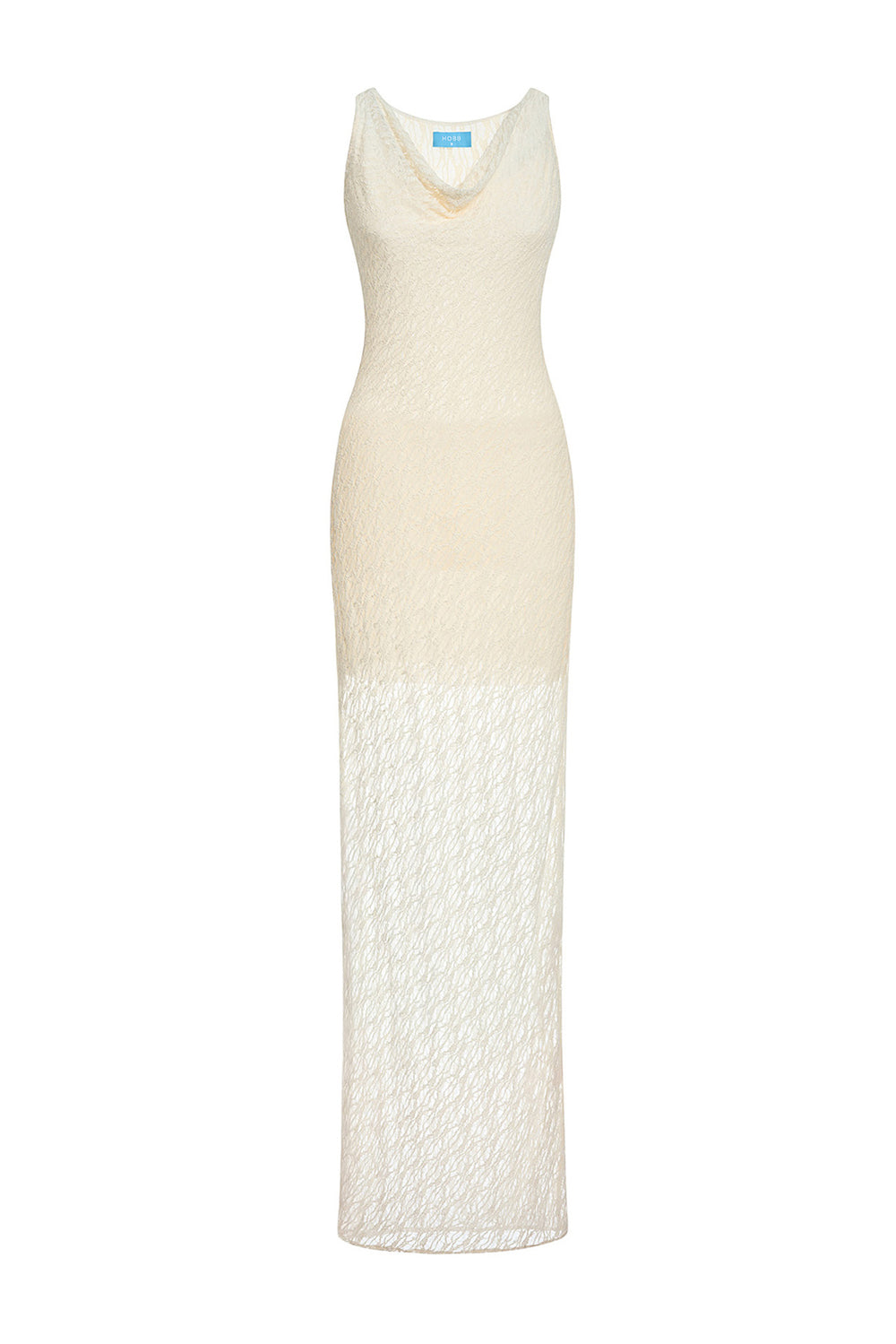 Eleni Sheath Cowl Neck Lace Maxi Dress