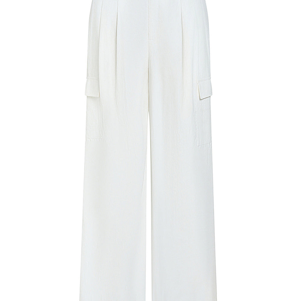 Celi Straight Cargo Pocket Khaki Cotton Floor Length Pants