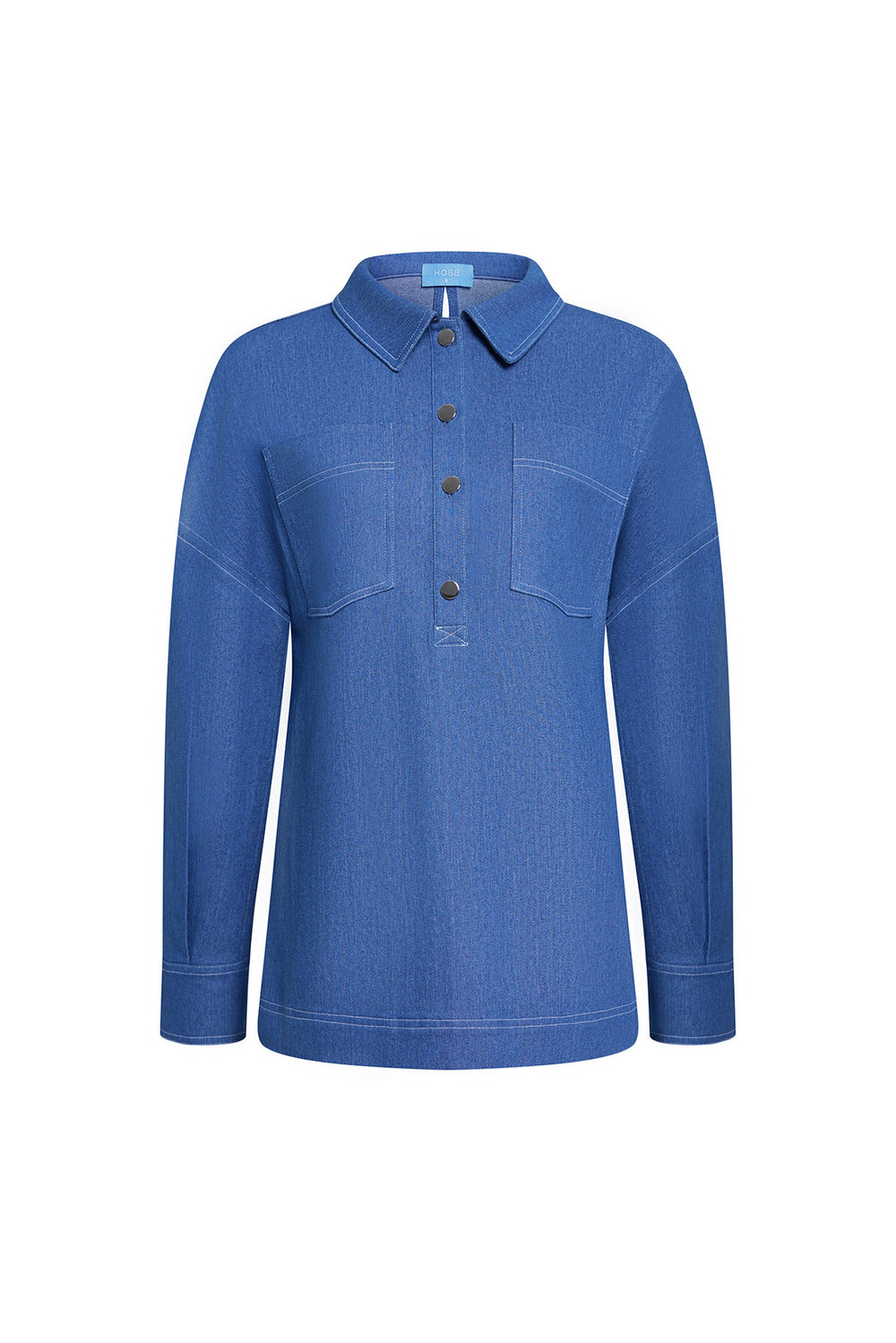 Vey Straight Collared Neck Denim Shirt