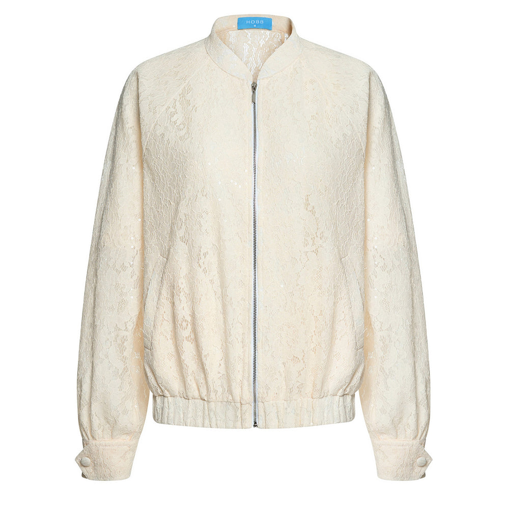 Aza Blouson Front Zipper Lace Jacket