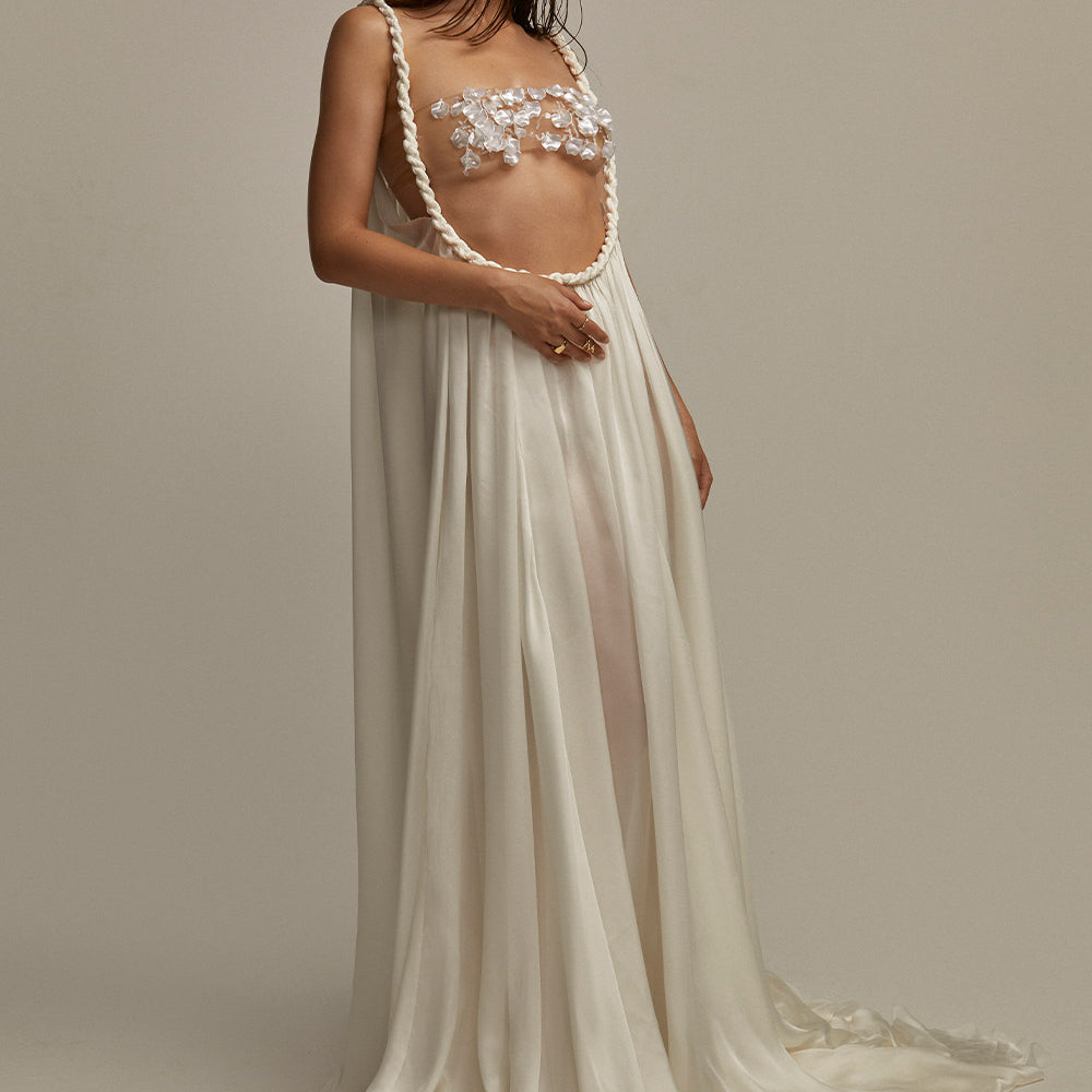 Growlery Tent Gathered Silk Chiffon Floor Length Set