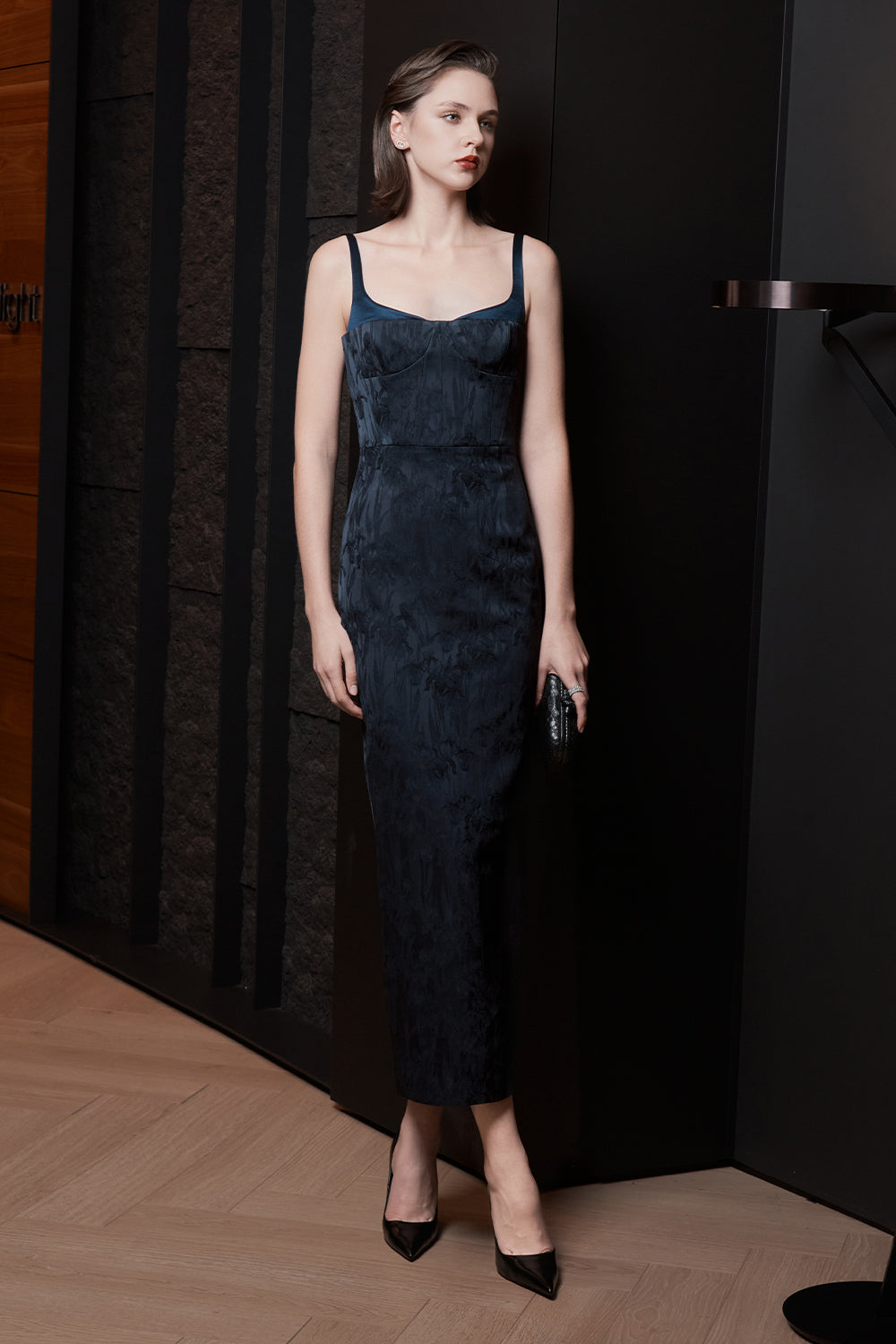 Women's Palermo Square Neck Midi Dress Midnight Navy XS/S/M/L/XL/XXL/3XL/Customize MEAN BLVD Midnight Navy / S