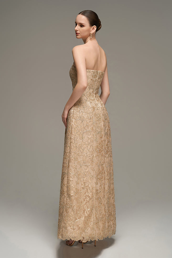 Paulina Straight Across Lace Maxi Dress - MEAN BLVD