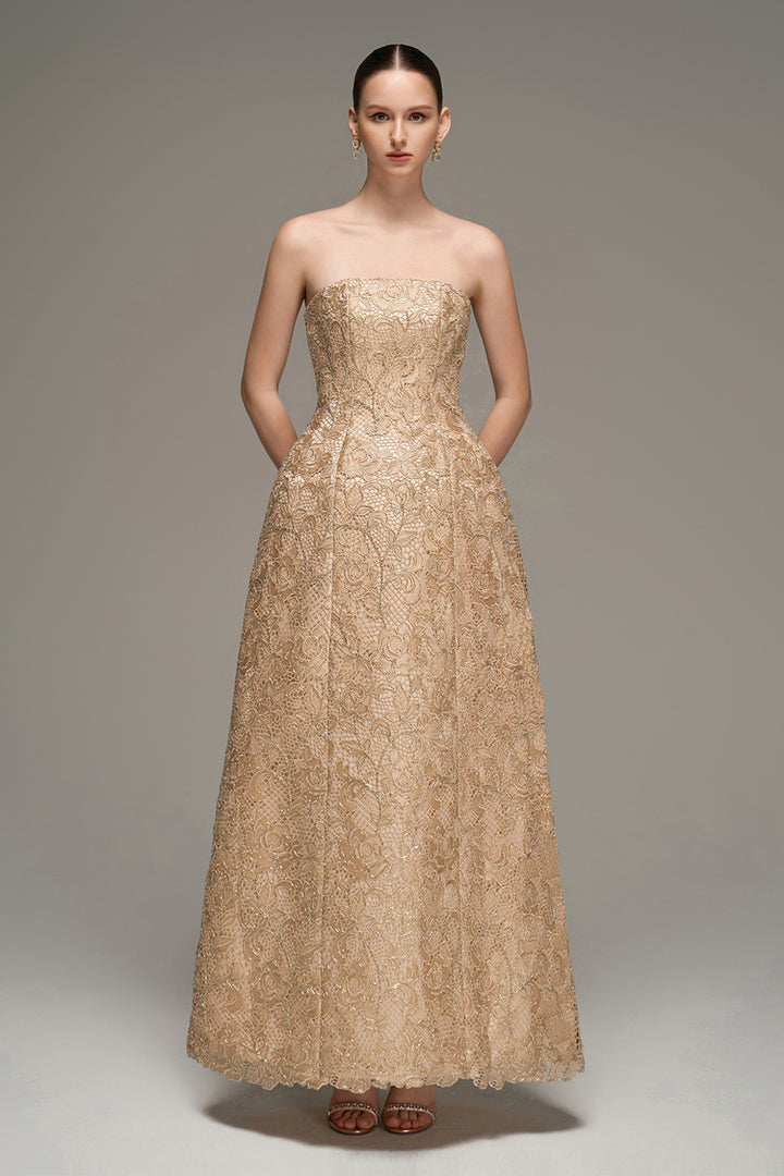 Paulina Straight Across Lace Maxi Dress - MEAN BLVD