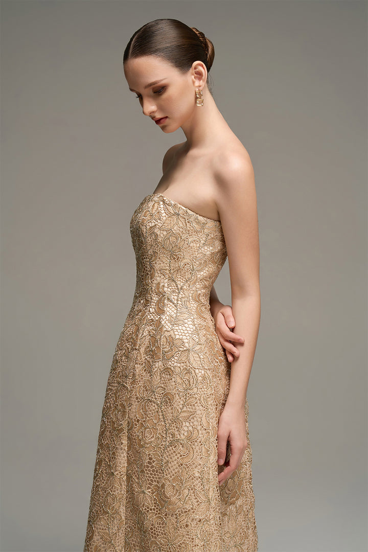 Paulina Straight Across Lace Maxi Dress - MEAN BLVD