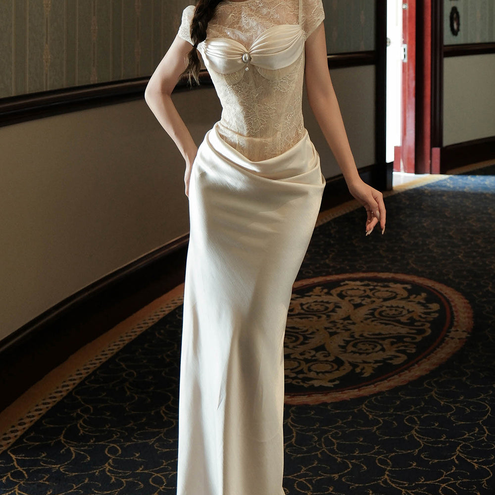 Pearl Draped Maxi Dress - MEAN BLVD