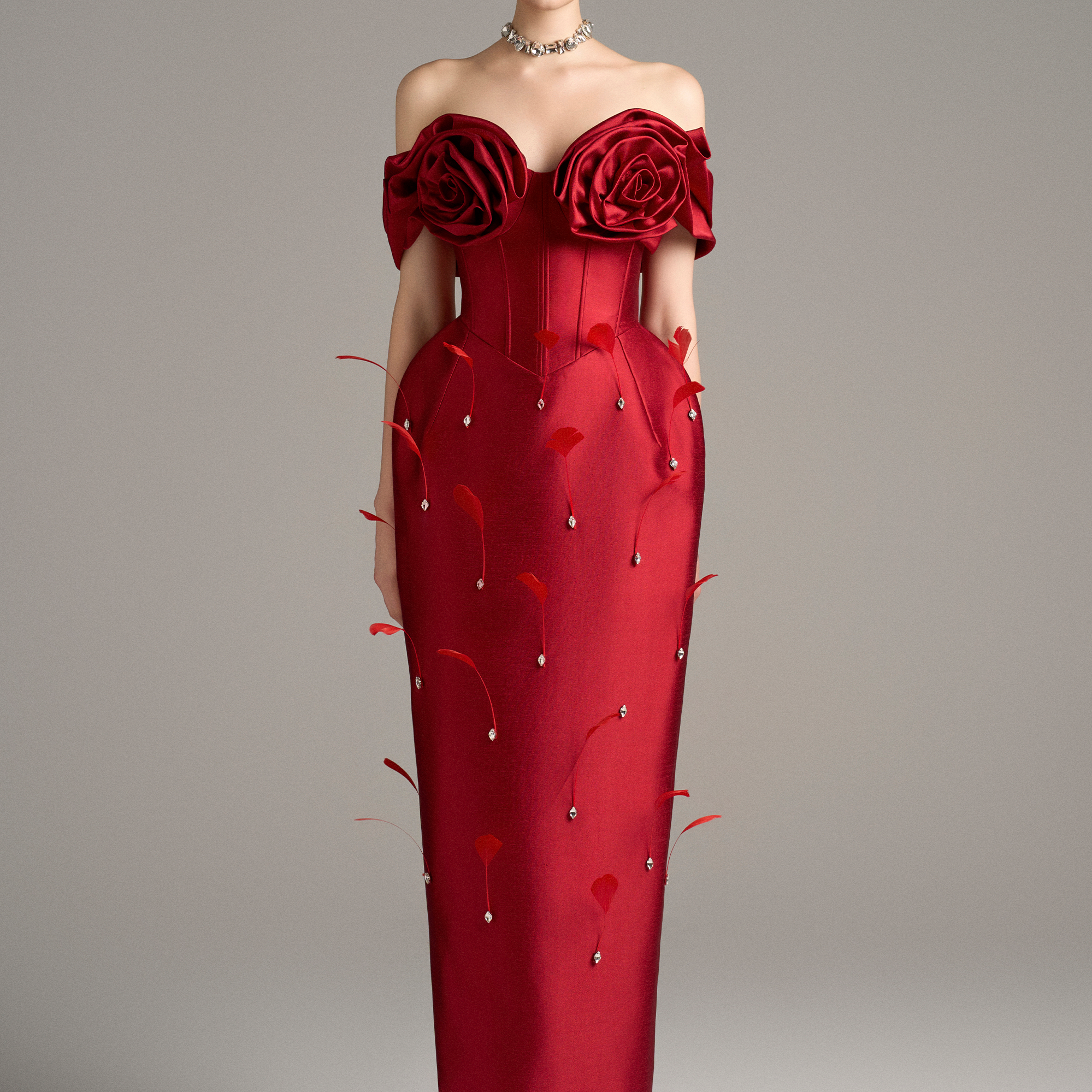 Peony Off Shoulder 3D Petal Detail Maxi Dress 4