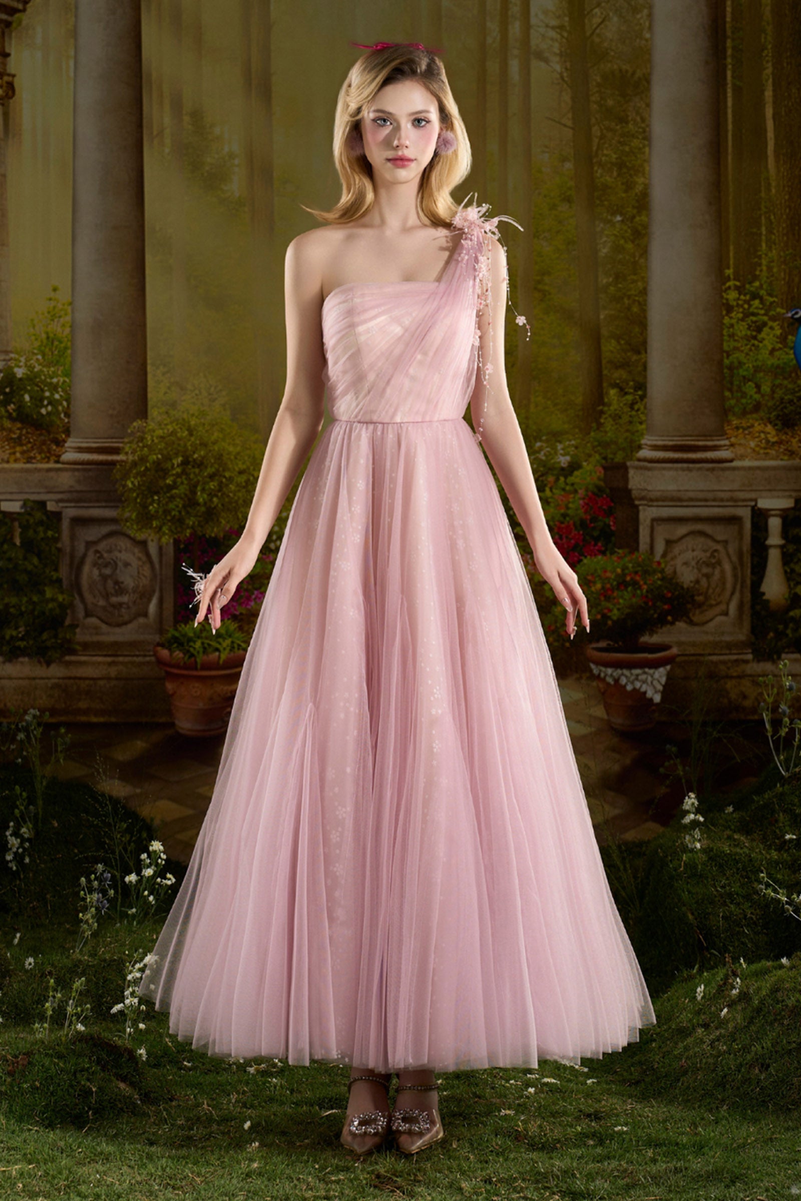 Phoebe One Shoulder Applique Maxi Dress - MEAN BLVD