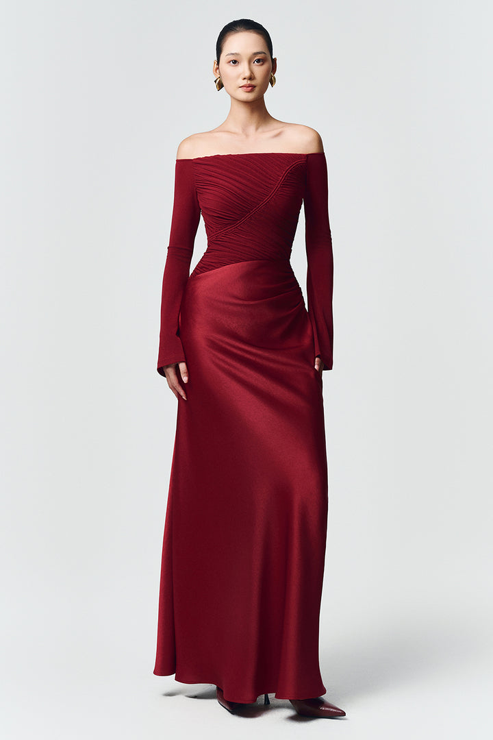 Phoenix Off-Shoulder Draped Maxi Dress - MEAN BLVD