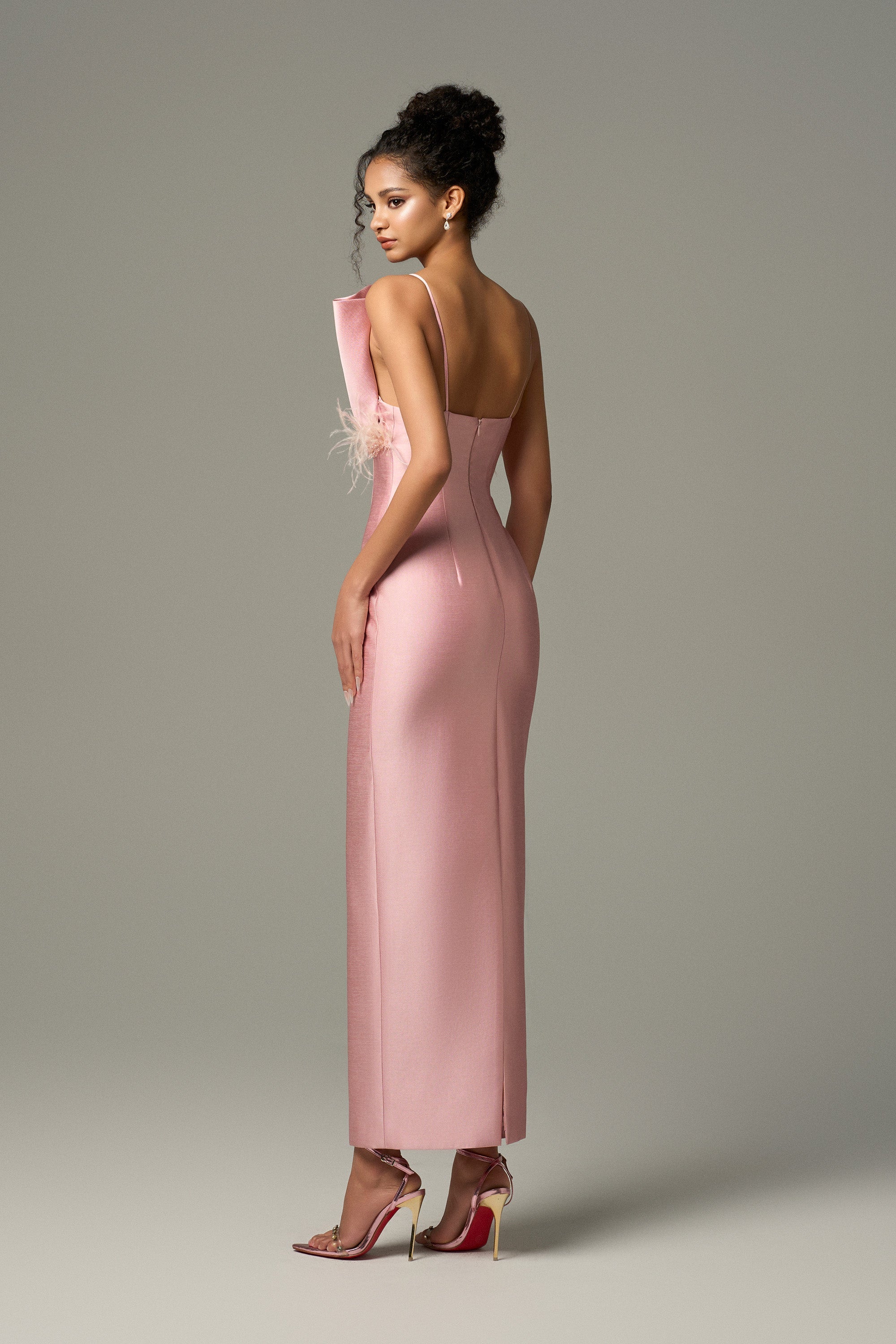 Seeshell Plume Feather & Crystal Embellished Maxi Dress With Draped Bust Cup 2