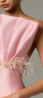 Seeshell Plume Feather & Crystal Embellished Maxi Dress With Draped Bust Cup 3