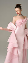 Ornate Pleated Gown with Handcrafted Flowers 3